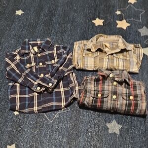 Stylish Kids Plaid Button-Down Shirt - Blue, Beige, Gray